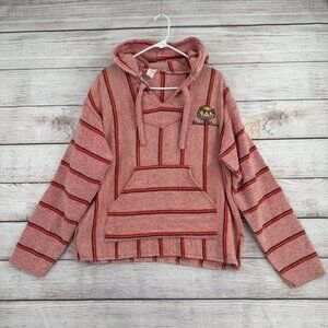 Vintage‎ Woody Resin Surf Shop Surfer Hoodie Beach Poncho Men's L Pink/Red/White